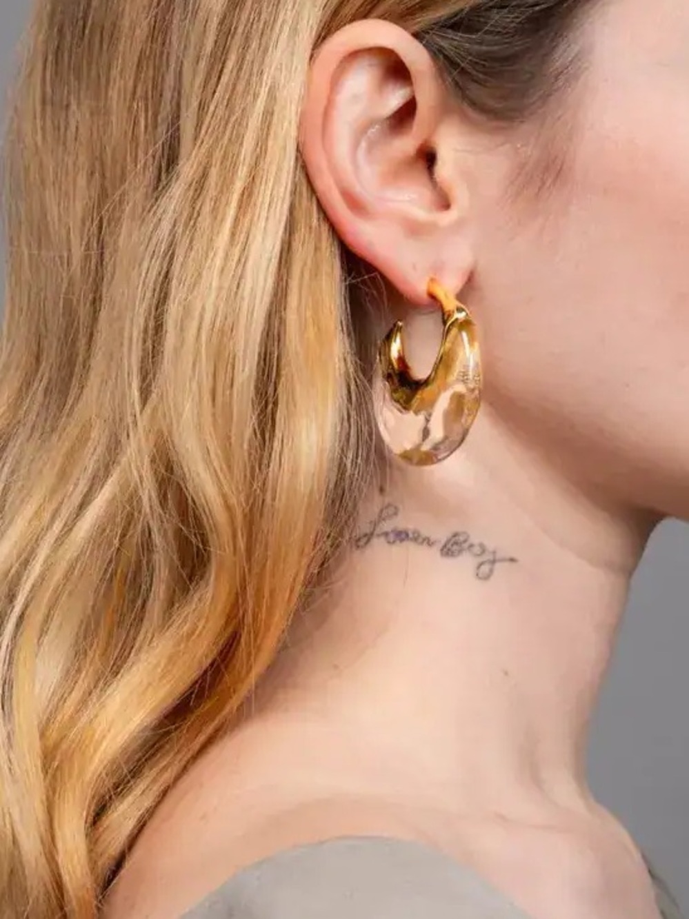 Alexis Bittar Gold and Clear Liquid Lucite Hoop Earrings - Picture 2 of 5